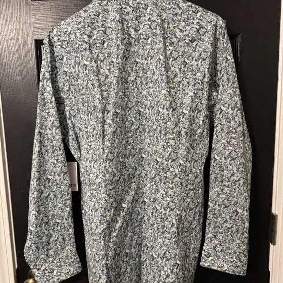 NWT Mens Bar III Long Sleeve Button Down Blue Floral Pattern Slim Fit - Picture 4 of 5